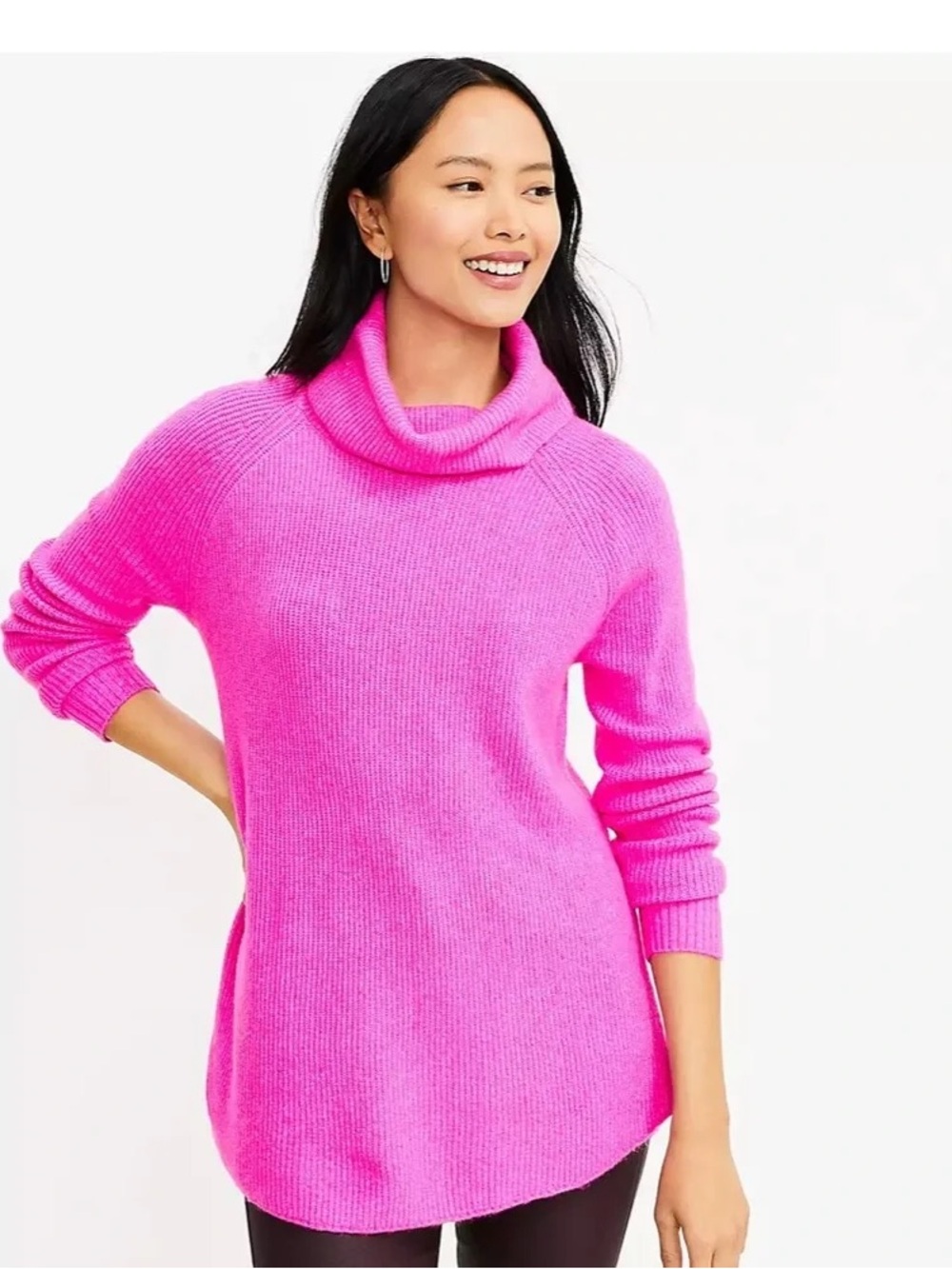 NWT LOFT Pink Soft Cowl Neck Sweater Tunic
